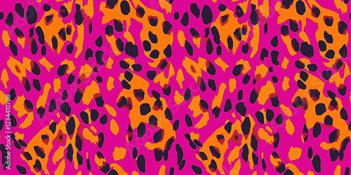 Seamless animal print in fuchsia and neon orange pattern
