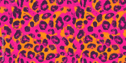 Seamless animal print in fuchsia and neon orange pattern