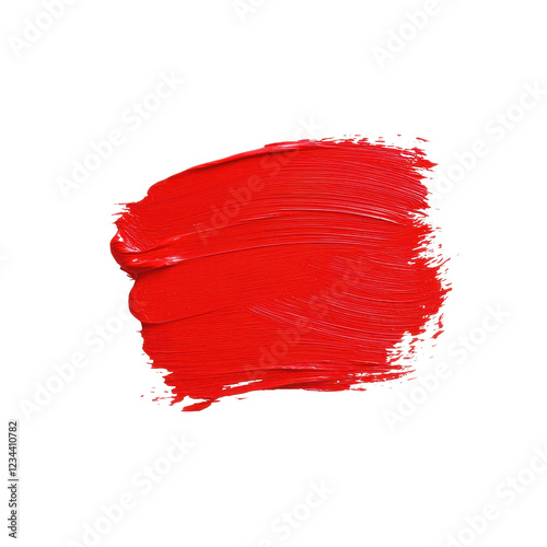 Vivid red paint swatch, ideal for artistic and design use., isolated on a transparent background.