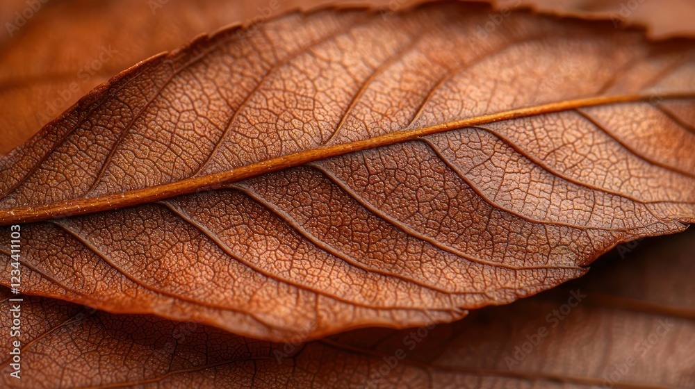 Fototapeta premium Dried brown leaf close-up on other leaves