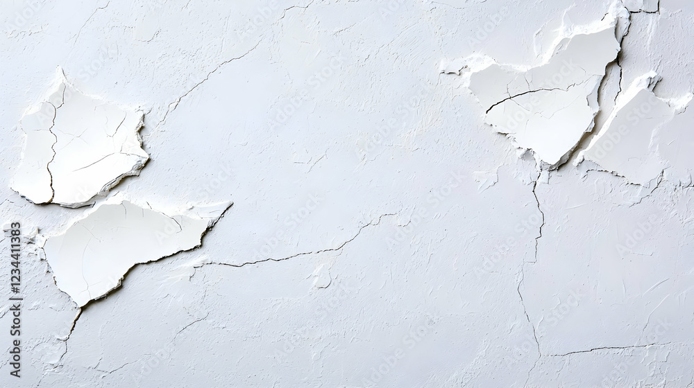 Obraz premium Cracked white paint texture, wall background
