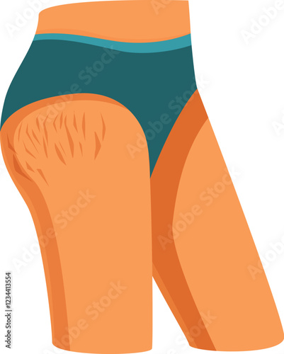 Woman wearing panties is showing cellulite on her buttocks and thighs, body positive concept