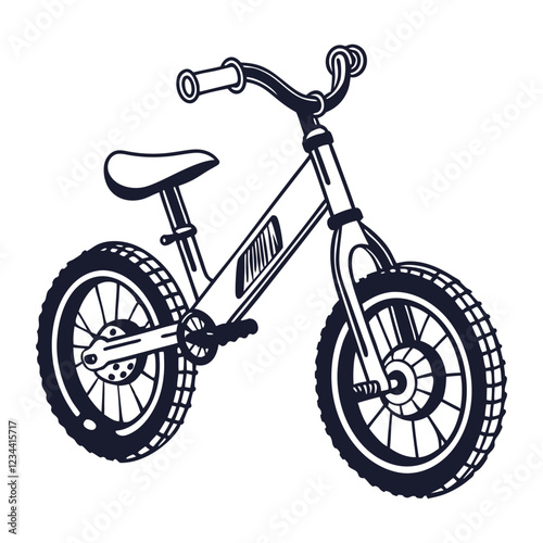 Balance Bike Vector Silhouette White Background