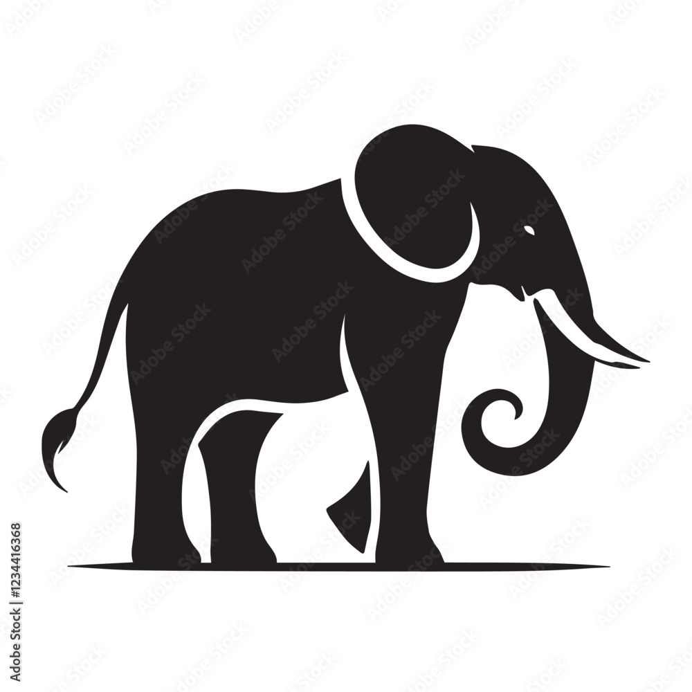 Fototapeta premium Black and White Elephant Silhouette Design