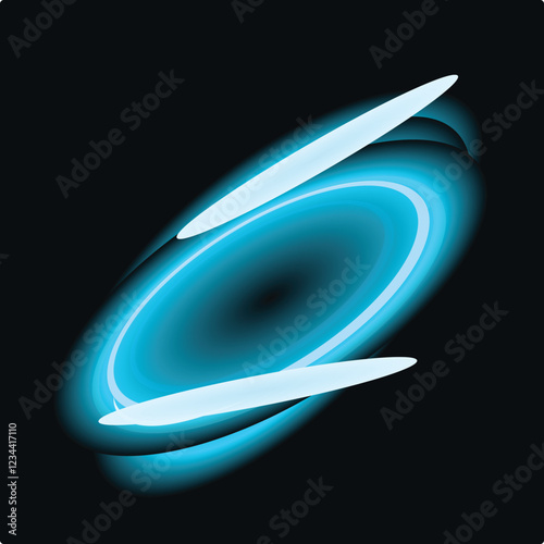 Light blue elliptical shapes interacting on a dark background, creating a sense of energy and movement