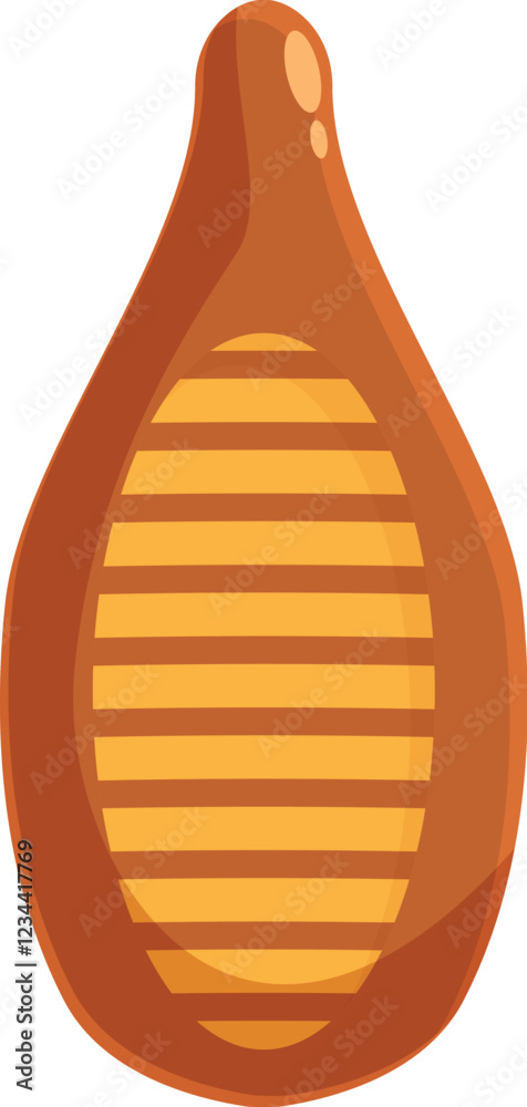 Cartoon guiro isolated on white background, showing its grooves, ready to be scraped with a pua
