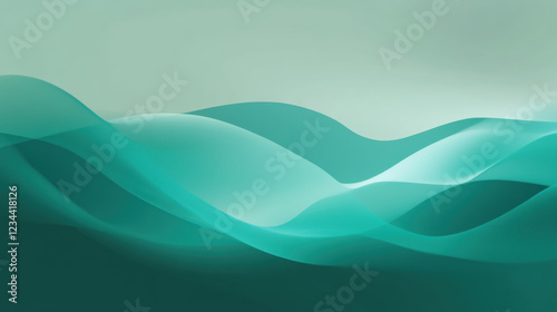 Abstract turquoise green wavy background flowing smoothly