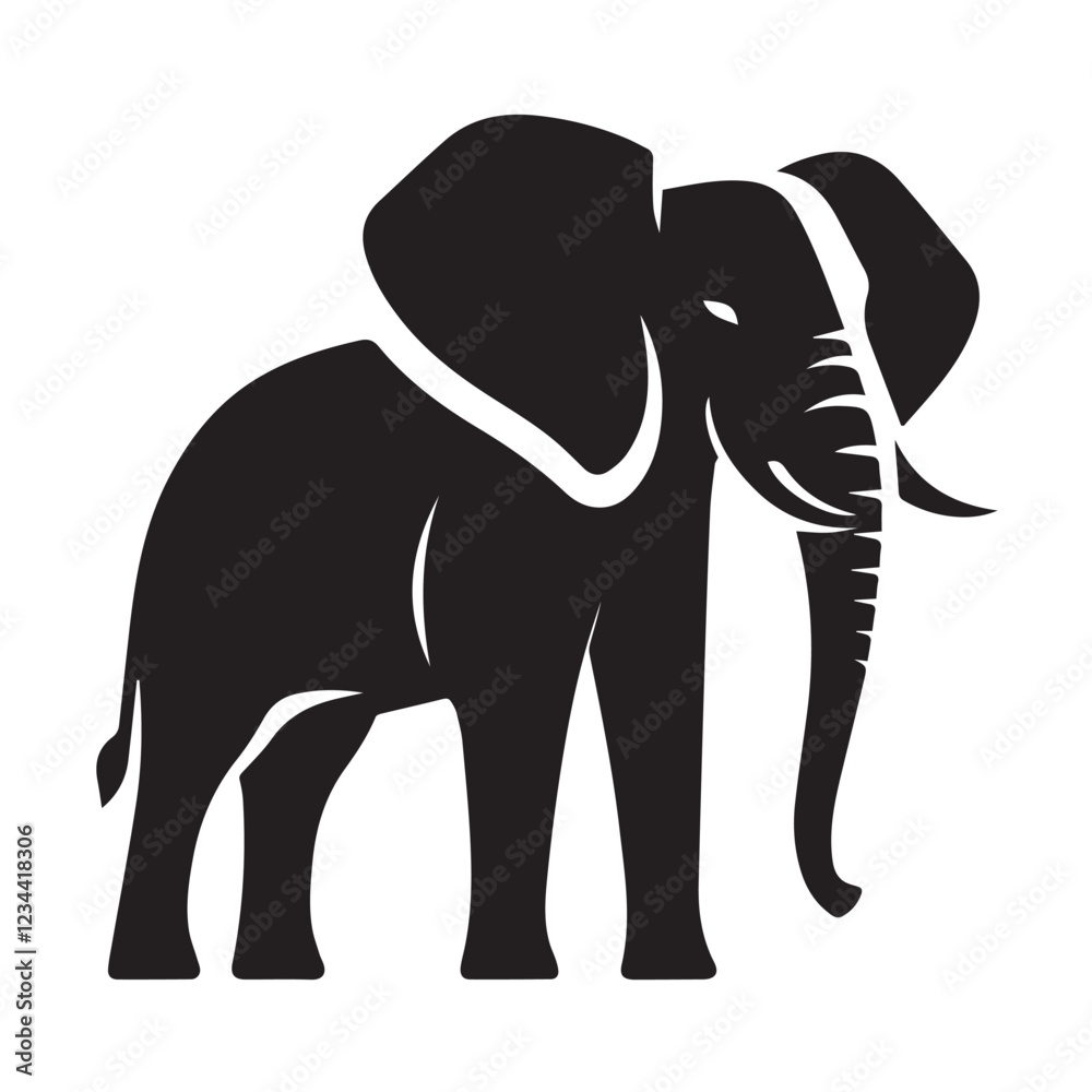 Fototapeta premium Black and White Elephant Silhouette Design