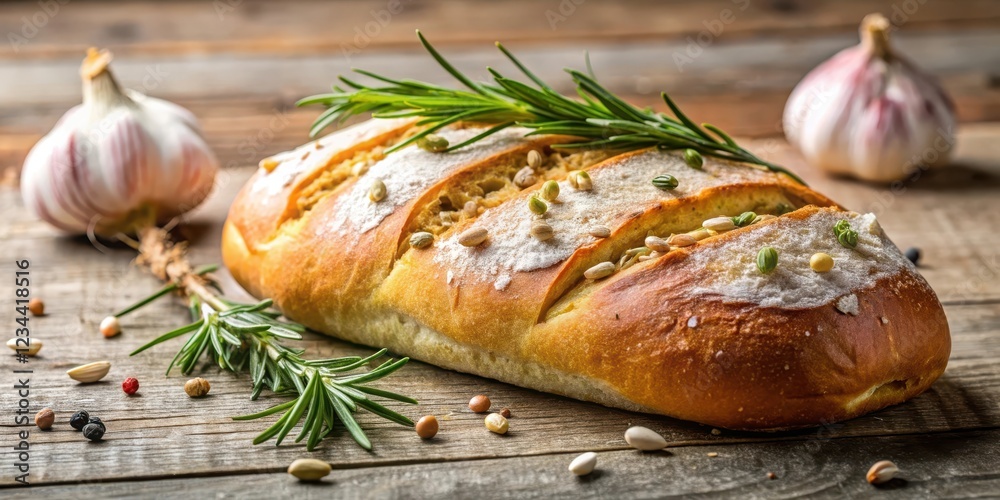 Crusty Italian bread with rosemary and garlic sprinkled on top, garlic, italian bread, garlic Crusty Italian bread with rosemary and garlic sprinkled on top, garlic, italian bread, garlic