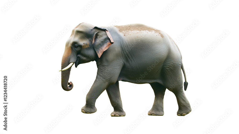 Obraz premium Walking Elephant Isolated on Transparent Background