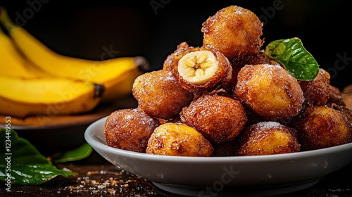 Savor authentic cameroonian makala deep-fried banana dough balls local market food photography festive atmosphere photo