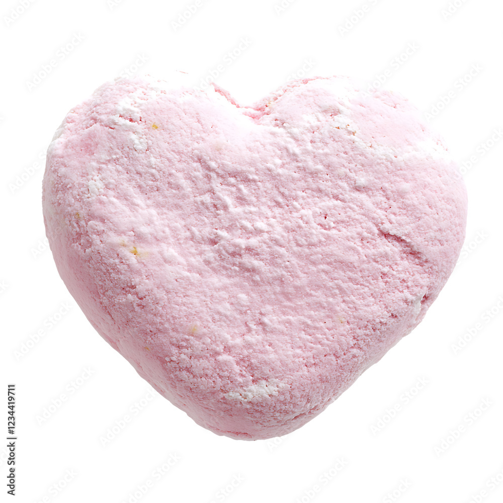 single pink Heart shape marshmallow on white & transparent a background. PNG
