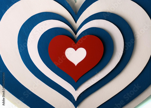 paper cut heart tunnel, Layered paper red heart. 3d abstract paper cut illustration of red heart shape.  minimal background. Vector Illustration.