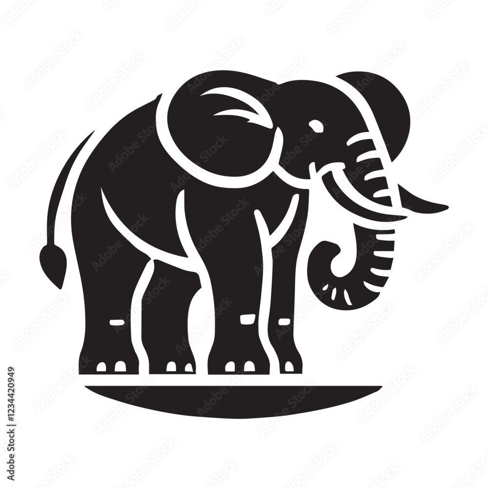 Fototapeta premium Black and White Elephant Silhouette Design