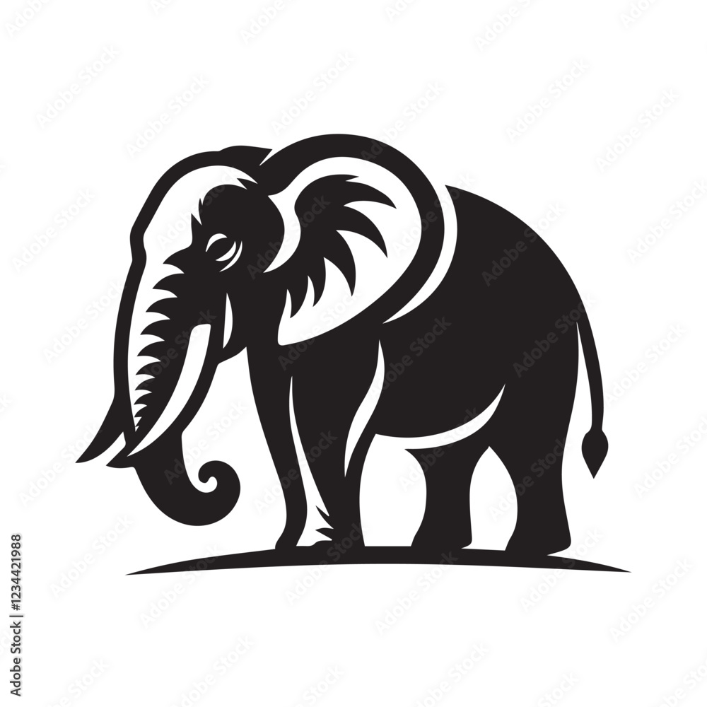 Black and White Elephant Silhouette Design Black and White Elephant Silhouette Design