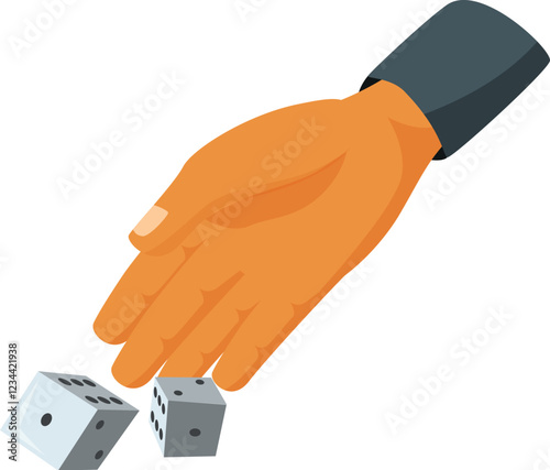 Hand throwing two dice during a gambling game, depicting chance and risk taking