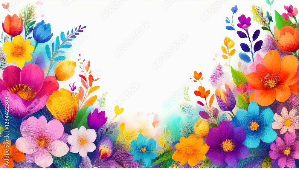 beautiful spring flowers frame border on white background graphic resource with copy space for text beautiful spring flowers frame border on white background graphic resource with copy space for text