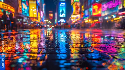 Rainy night on Times Square. photo