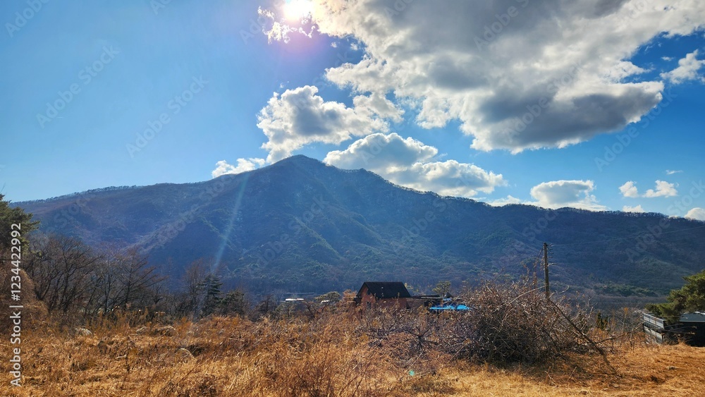 Obraz premium rural scenes. mountain view in korea. travel to korea.