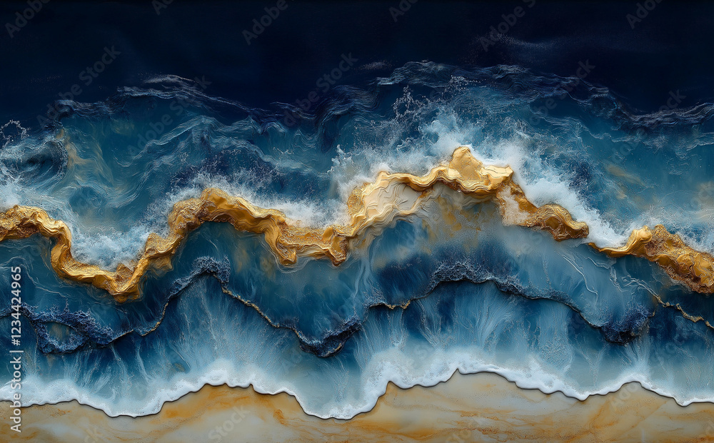 Top view of the ocean, with waves crashing, a drone shot, photo-realistic, hyper-detailed, and a cinematic look. Top view of the ocean, with waves crashing, a drone shot, photo-realistic, hyper-detailed, and a cinematic look.