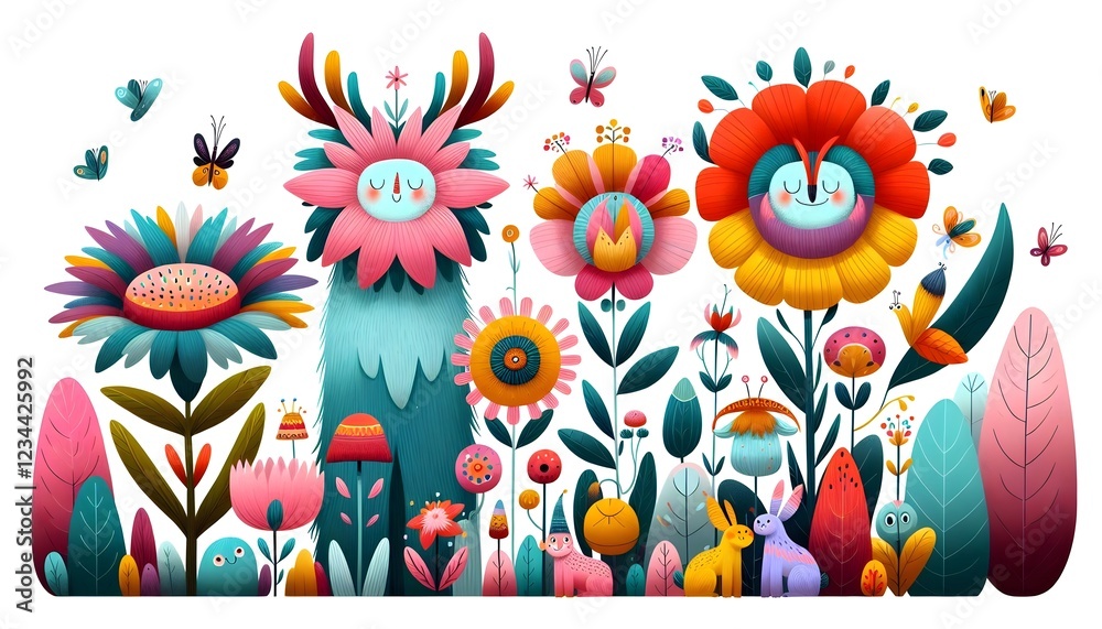 Fototapeta premium Jardines Encantados: Criaturas Botánicas