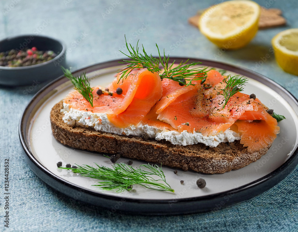 Bruschetta Topped with Smoked Salmon and Ricotta Cheese Bruschetta Topped with Smoked Salmon and Ricotta Cheese