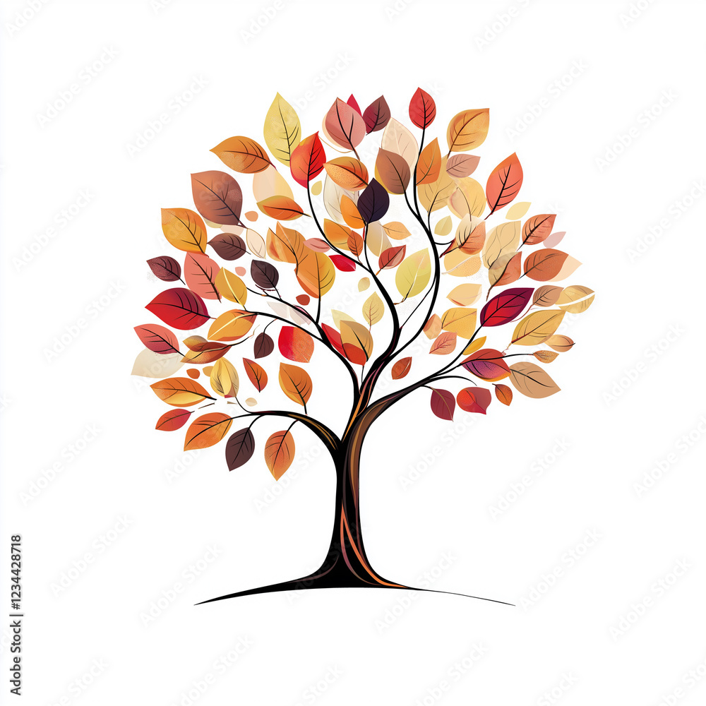 Fototapeta premium tree in autumn Isolated on white Background
