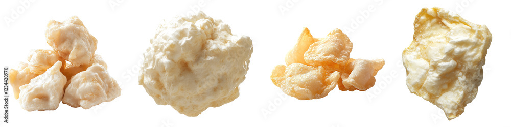 Pure white pakodi isolated on transparent background, PNG, Set of