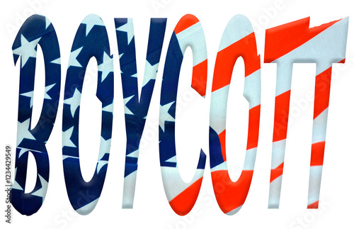 Digital composite ..The word Boycott with an overlay of the American flag.