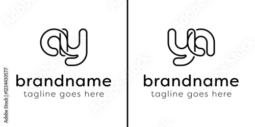 Letters AY and YA Monogram Line Logo, suitable for any business with YA or AY initials