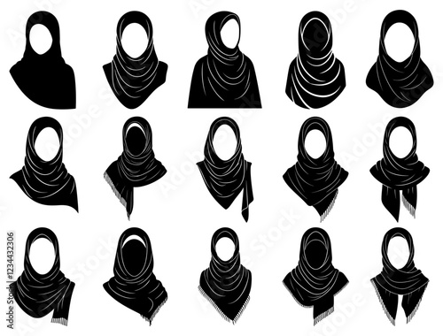 HIJAB SILHOUETTE ON WHITE BACKGROUND