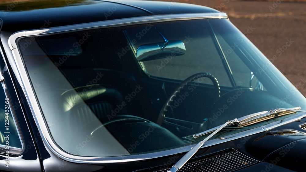 Windshield on a black car Windshield on a black car