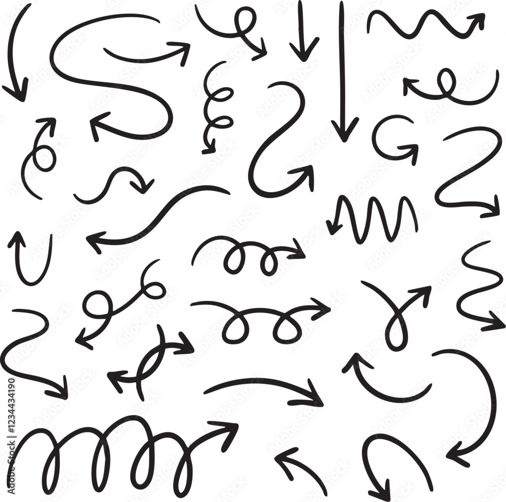 mixed swirly arrow doodles