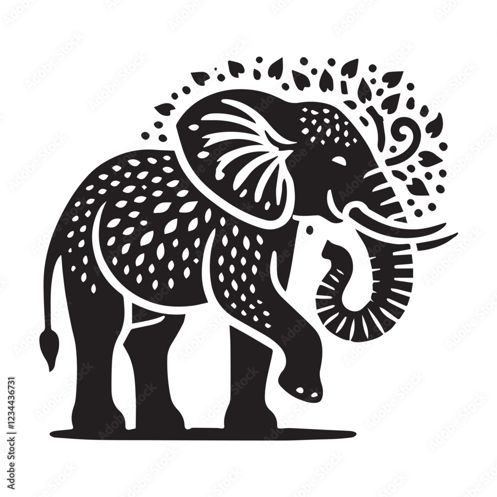 Fototapeta premium Black and White Elephant Silhouette Design