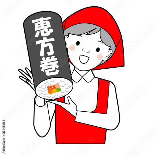 恵方巻を紹介する店員