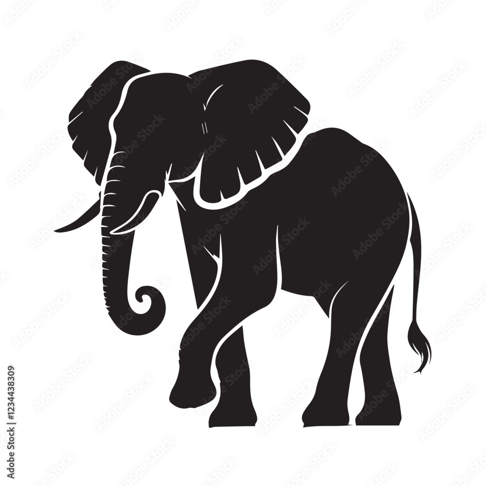 Fototapeta premium Black and White Elephant Silhouette Design