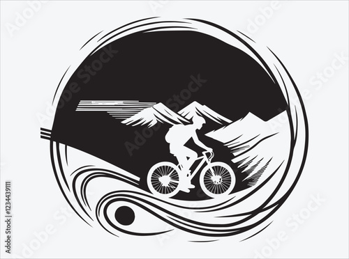 Mountain Biking Silhouette | Cycling Illustration | Outdoor Adventure