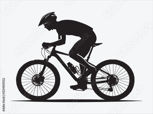 Mountain Biking Silhouette | Cycling Illustration | Outdoor Adventure