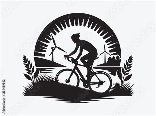 Mountain Biking Silhouette | Cycling Illustration | Outdoor Adventure