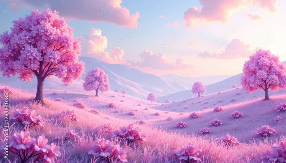 Soft pastel purple and pink colors blend in a soothing landscape, light, soft Soft pastel purple and pink colors blend in a soothing landscape, light, soft
