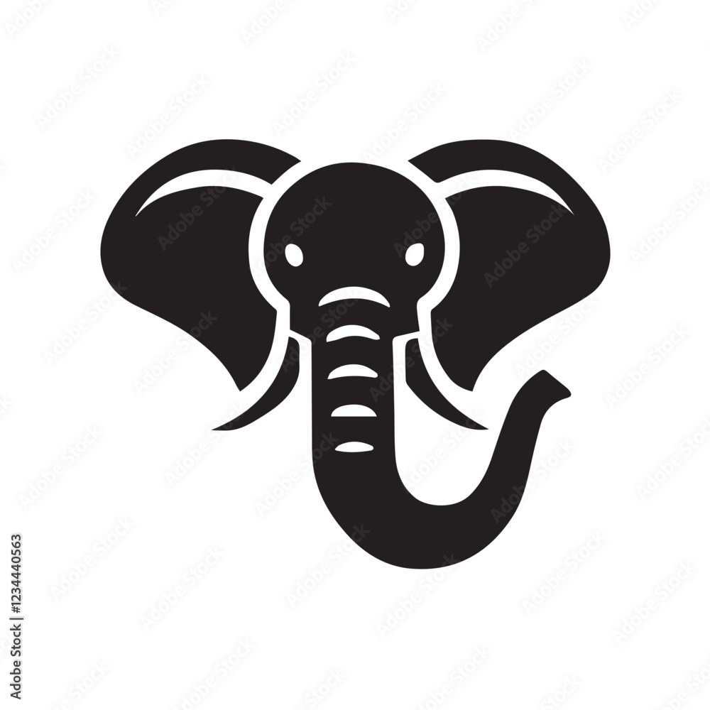 Black and White Elephant Silhouette Design Black and White Elephant Silhouette Design