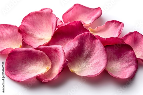 pink rose petals on white background

