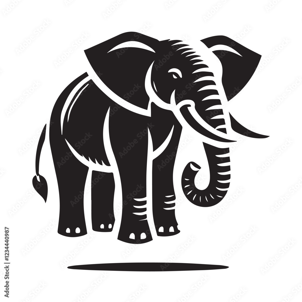 Fototapeta premium Black and White Elephant Silhouette Design