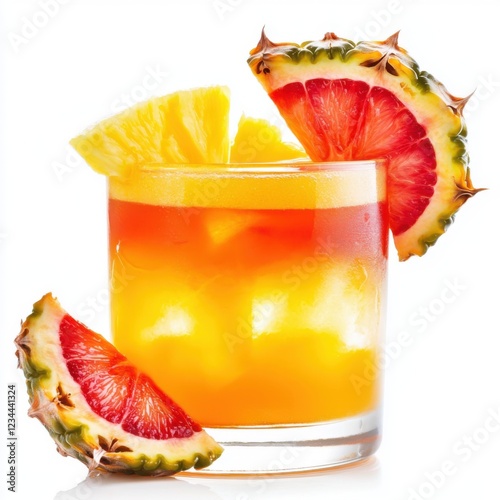 Layers of orange pineapple and grenadine mimicking  photo