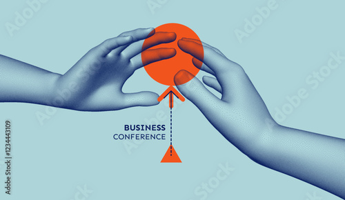 Hands reaching towards each other. Concept of human relation, togetherness or  partnership. 3D vector illustration. Can be used for advertising, marketing or presentation.