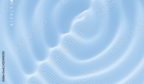 3D wavy background with ripple effect. Grid surface with particle. Vector illustration for cover, card, postcard, interior design, banner, poster, brochure or presentation.