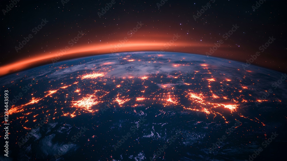 Stunning Global Technology Visualization with Illuminated Network Lights