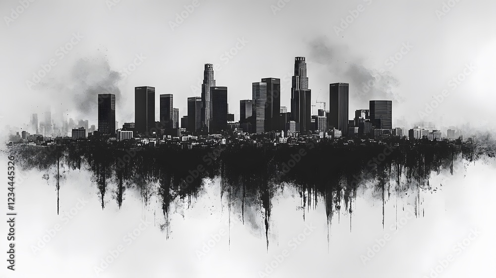 Fototapeta premium Minimalist graphic design of Los Angeles skyline with a sleek monochrome effect