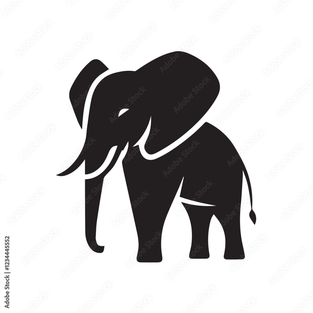 Fototapeta premium Black and White Elephant Silhouette Design