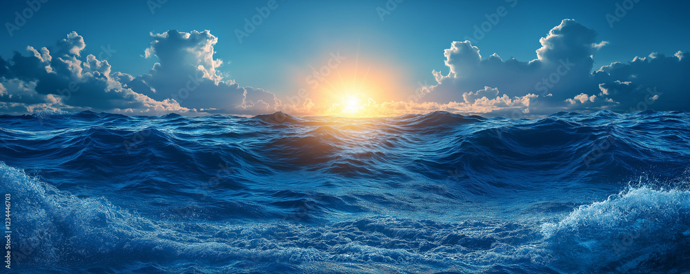 Obraz premium 水平線と太陽